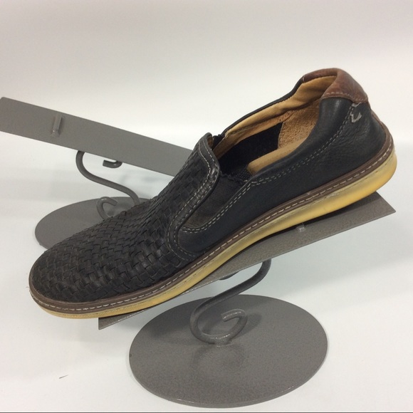 J&M Johnston & Murphy 9M Sheepskin Black Woven Loafers Slip On Driving Shoes - Picture 8 of 9